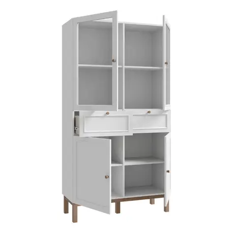 Buy Wensley Light Grey and Oak Display Cabinet with LED, 3 from Furnituretta