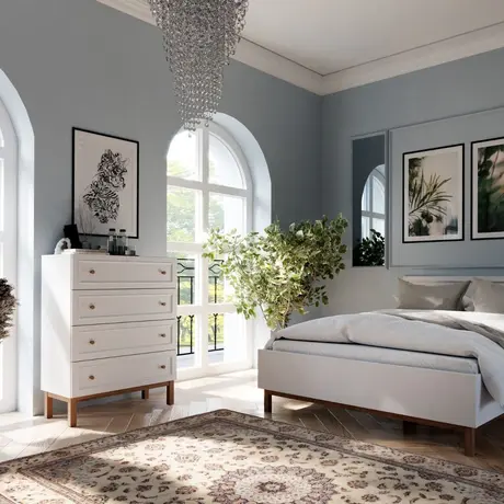 Buy Wensley 4-Drawer Chest in Light Grey and Oak - Stylish Storage Solution, 5 from Furnituretta