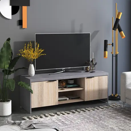 Buy Homcom Wooden TV Unit 1.2M TV Stand Cabinet Home Media Cente, 2 from Furnituretta