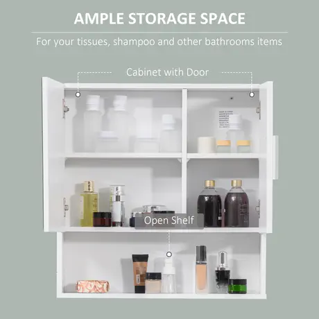 Buy kleankin Bathroom Mirror Cabinet, Wall Mounted Storage Cupboard, 5 from Furnituretta