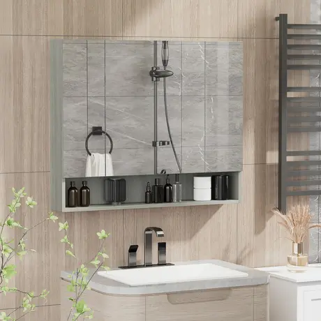 Buy kleankin Bathroom Mirror Cabinet, Wall Mounted Storage Cabinet from Furnituretta