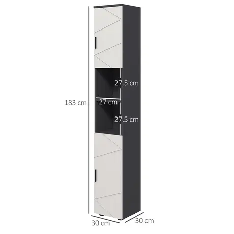 Buy kleankin 183cm Tall Bathroom Cabinet, Narrow Bathroom Storage, 3 from Furnituretta
