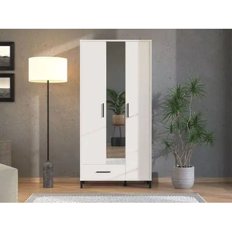 Buy Skipton White 3 Door Tall Shallow Hallway Wardrobe, 5 from Furnituretta