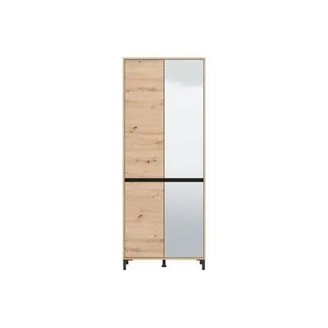 Buy Thong Oak Effect Tall Shoe Cabinet | Half‑Mirrored 40 Pair Storage, Colour: Oak, 3 from Furnituretta