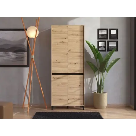 Buy Thong Oak Effect Tall Shoe Cabinet | 40‑Pair Shoe Storage, Colour: Oak, 6 from Furnituretta