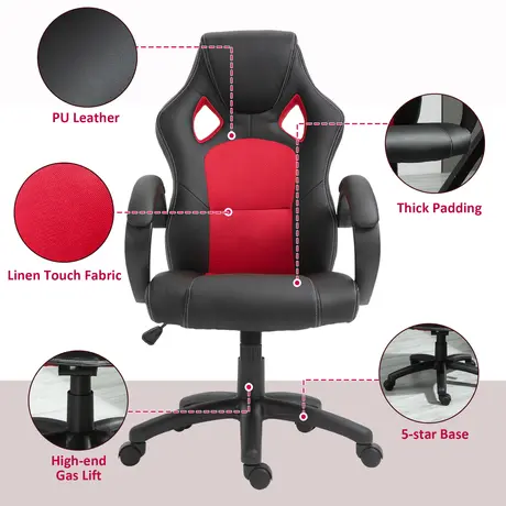 Buy Vinsetto Computer Chair Faux Leather High Back Home Office, 7 from Furnituretta