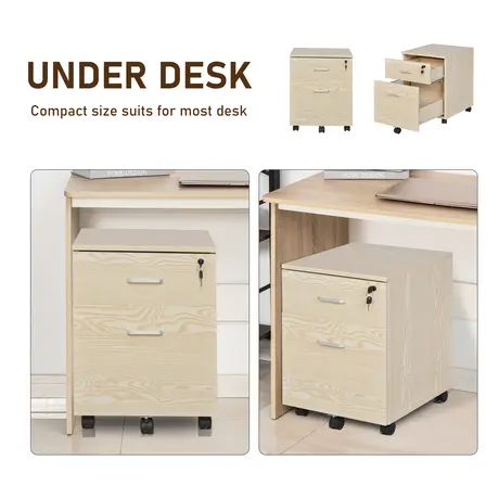 Buy Vinsetto 2-Drawer Locking Office Filing Cabinet 5 Wheels, 4 from Furnituretta