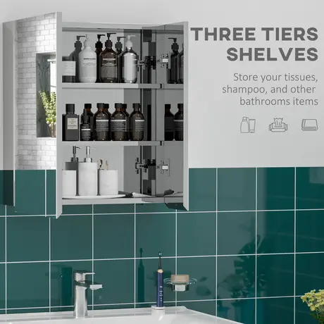 Buy Kleankin Mirror Cabinet for Bathroom, Wall Mounted Medicine Cabinet, 4 from Furnituretta