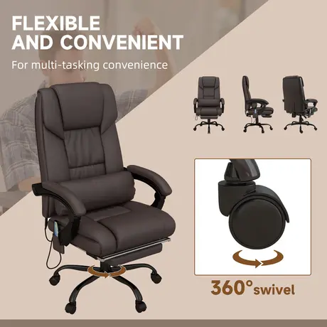 Buy Vinsetto 6-Point PU Leather Massage Office Chair, Reclining Chair, 7 from Furnituretta