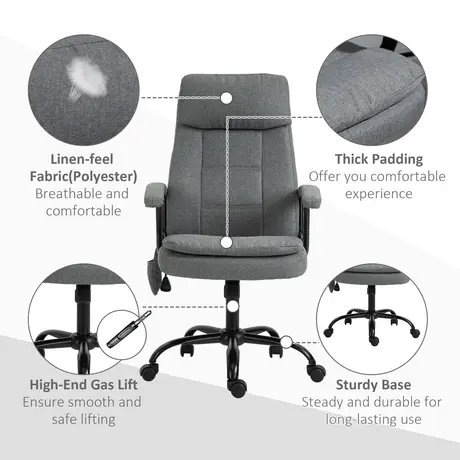 Buy Vinsetto 2-Point Massage Office Chair Linen-Look Ergonomic, 8 from Furnituretta
