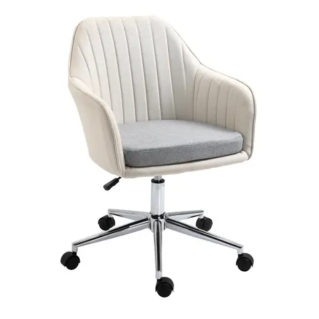 Buy Vinsetto Leisure Office Chair Linen Fabric Swivel Scallop Shape from Furnituretta