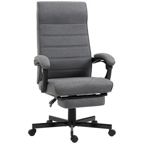 Buy Vinsetto High-Back Home Office Chair, Linen Swivel Reclining Chair from Furnituretta