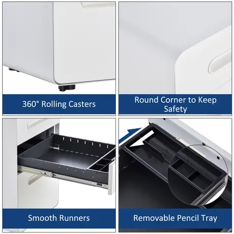 Buy Vinsetto Fully Assembled 3-Drawer Mobile File Cabinet Lockable, 5 from Furnituretta