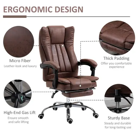 Buy Vinsetto Home Office Chair Microfibre Desk Chair, 7 from Furnituretta