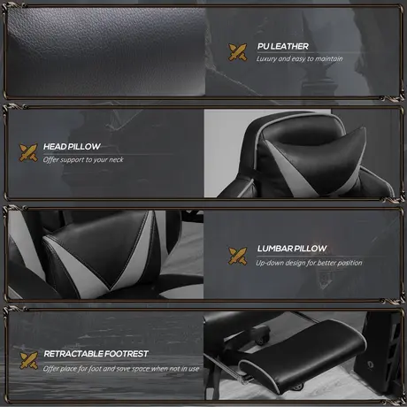 Buy Vinsetto Ergonomic Racing Gaming Chair Office Desk Chair, 7 from Furnituretta