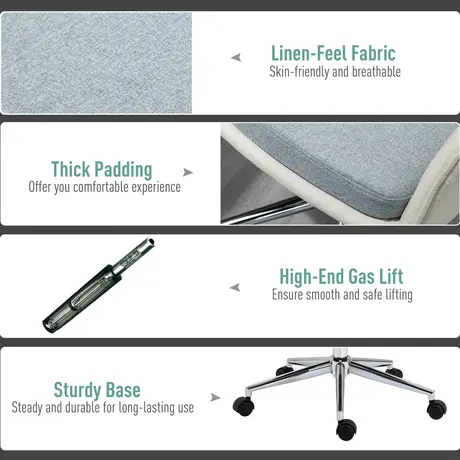 Buy Vinsetto Leisure Office Chair Linen Fabric Swivel Scallop Shape, 6 from Furnituretta