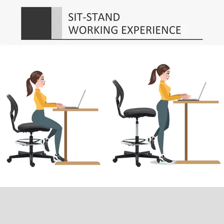Buy Vinsetto Ergonomic Mesh Standing Desk Chair, 5 from Furnituretta
