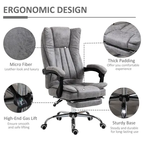 Buy Vinsetto Home Office Chair Microfibre Desk Chair, 7 from Furnituretta