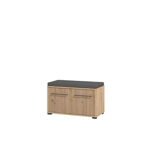 Buy Lewes Slatted Artisan Oak Effect Hallway Storage Bench, 2 from Furnituretta