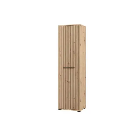 Buy Lewes Slatted Artisan Oak Effect Slim Wardrobe | Compact Hallway & Bedroom Storage, 4 from Furnituretta