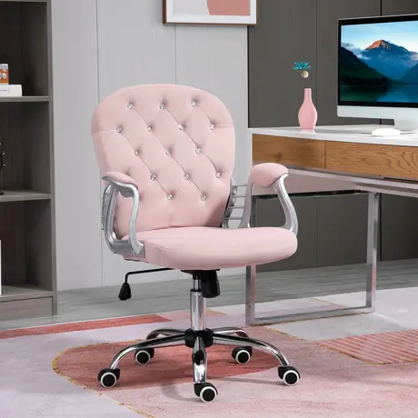 Buy Vinsetto Office Chair Ergonomic Padded Base 5 Castor Wheels Pink, 2 from Furnituretta