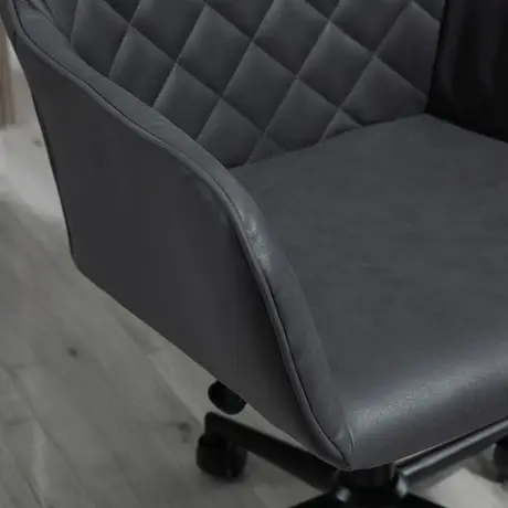 Buy Vinsetto Swivel Office Chair Leather-Feel Fabric Home Study, 9 from Furnituretta