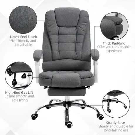 Buy Vinsetto Office Chair with Footrest Computer Swivel Rolling, 4 from Furnituretta