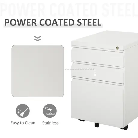 Buy Vinsetto Metal Filing Cabinet 3 Drawer File Cabinet Lockable, 6 from Furnituretta