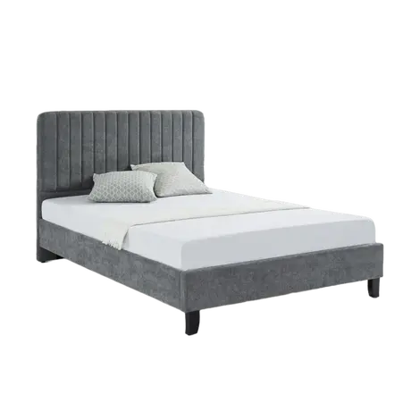 Buy Livingstone Fabric 4 Foot Bed Grey | Modern Upholstered Bed, Colour: Grey, Size: 4 Foot, 2 from Furnituretta