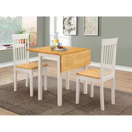 Buy Atlas (Amber) White Dropleaf Dining Set with 2 Chairs, Colour: White from Furnituretta