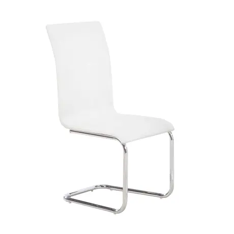 Buy Arizona Dining Chair – Chrome & White PU | Contemporary Dining Seating, Colour: White from Furnituretta