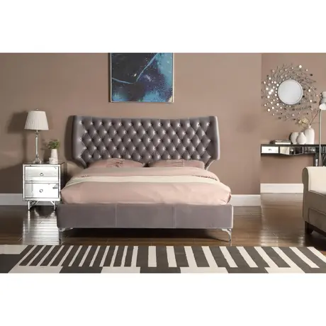 Buy Ashbourne Velvet Double Bed Grey, 2 from Furnituretta