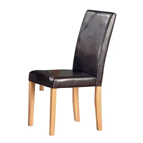 Buy Ashdale Dining Chair – Brown PU Upholstery with Natural Ash Legs | Sold in Pairs, Colour: Brown from Furnituretta