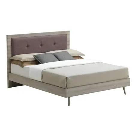 Buy Belvoir King Size Bed Grey Oak & Mocca Fabric, Size: King Size from Furnituretta