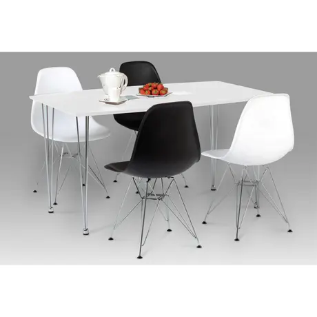 Buy Bianca Dining Table White High Gloss with Steel Chrome Legs from Furnituretta