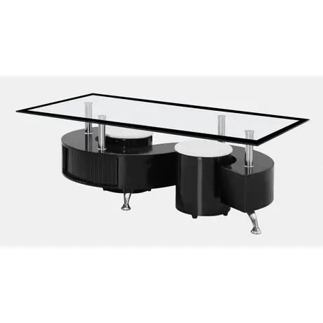 Buy Boule Black High Gloss Coffee Table with Black Border Glass from Furnituretta