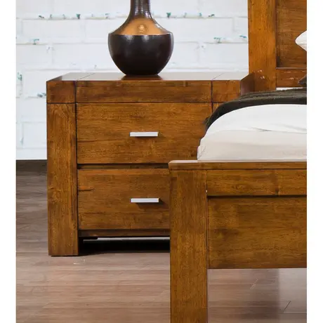 Buy California Nightstand Solid Rubberwood Rustic Oak from Furnituretta