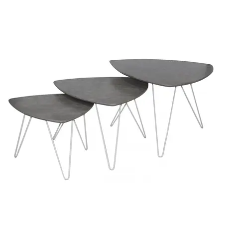 Buy Cannon Nest of Tables Stone with White Metal Legs from Furnituretta