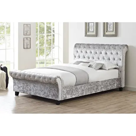 Buy Casablanca HFE Crushed Velvet King Size Bed Grey, Colour: Grey, Size: King Size, Mattresses: Without Mattress from Furnituretta