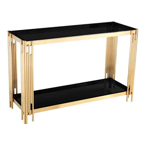 Buy Cleveland Black Glass Console Table Gold, Colour: Black from Furnituretta