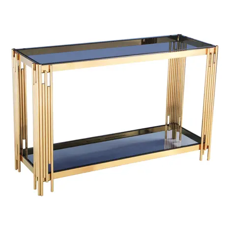 Buy Cleveland Grey Glass Console Table Gold, Colour: Grey from Furnituretta