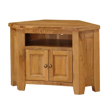 Buy Acorn Solid Oak TV Unit – Corner | Premium Oak Media Cabinet, 2 from Furnituretta