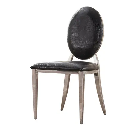 Buy Arriana Dining Chair – Black PU & Stainless Steel | Contemporary Dining Seating (Set of 2) from Furnituretta