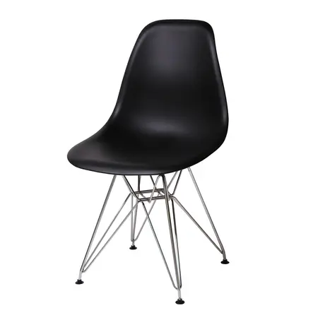 Buy Bianca Plastic (PP) Chairs Black with Steel Chrome Legs (4s) from Furnituretta