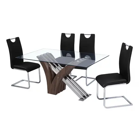 Buy Caspian PU Chair Chrome & Black, 2 from Furnituretta