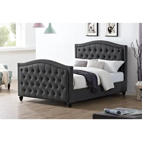 Buy Daytona Linen Fabric Double Bed Grey from Furnituretta