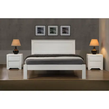 Buy Etna King Size Bed: White Solid Wood, Size: King Size, 3 from Furnituretta
