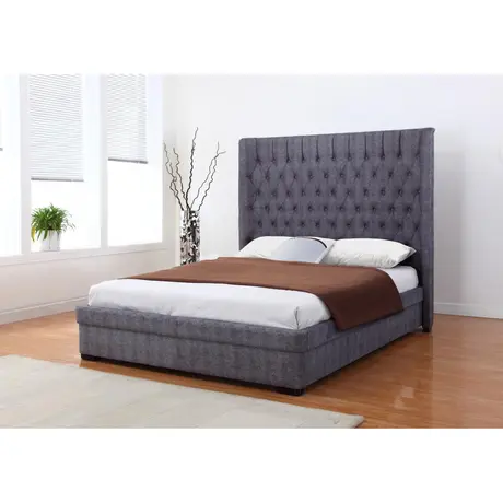 Buy Genesis Linen King Size Bed Dark Grey, Colour: Grey, Size: King Size, 3 from Furnituretta
