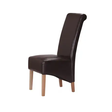 Buy Kelsey Bonded Leather Chair Solid Oak Leg Brown (2's), Colour: Brown from Furnituretta