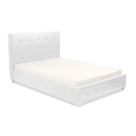 Buy Lattice Double Bed: White PU Frame, Colour: White, Size: Double from Furnituretta